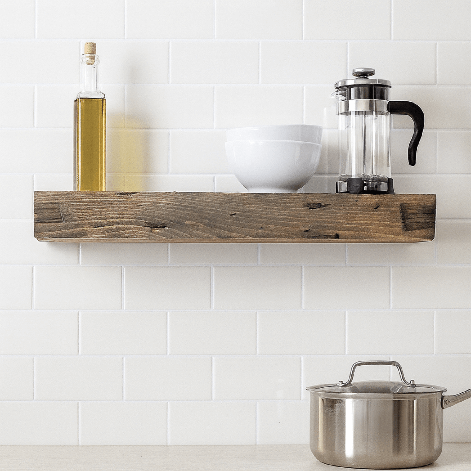 Distressed Pine Floating Shelves – 3” Thick