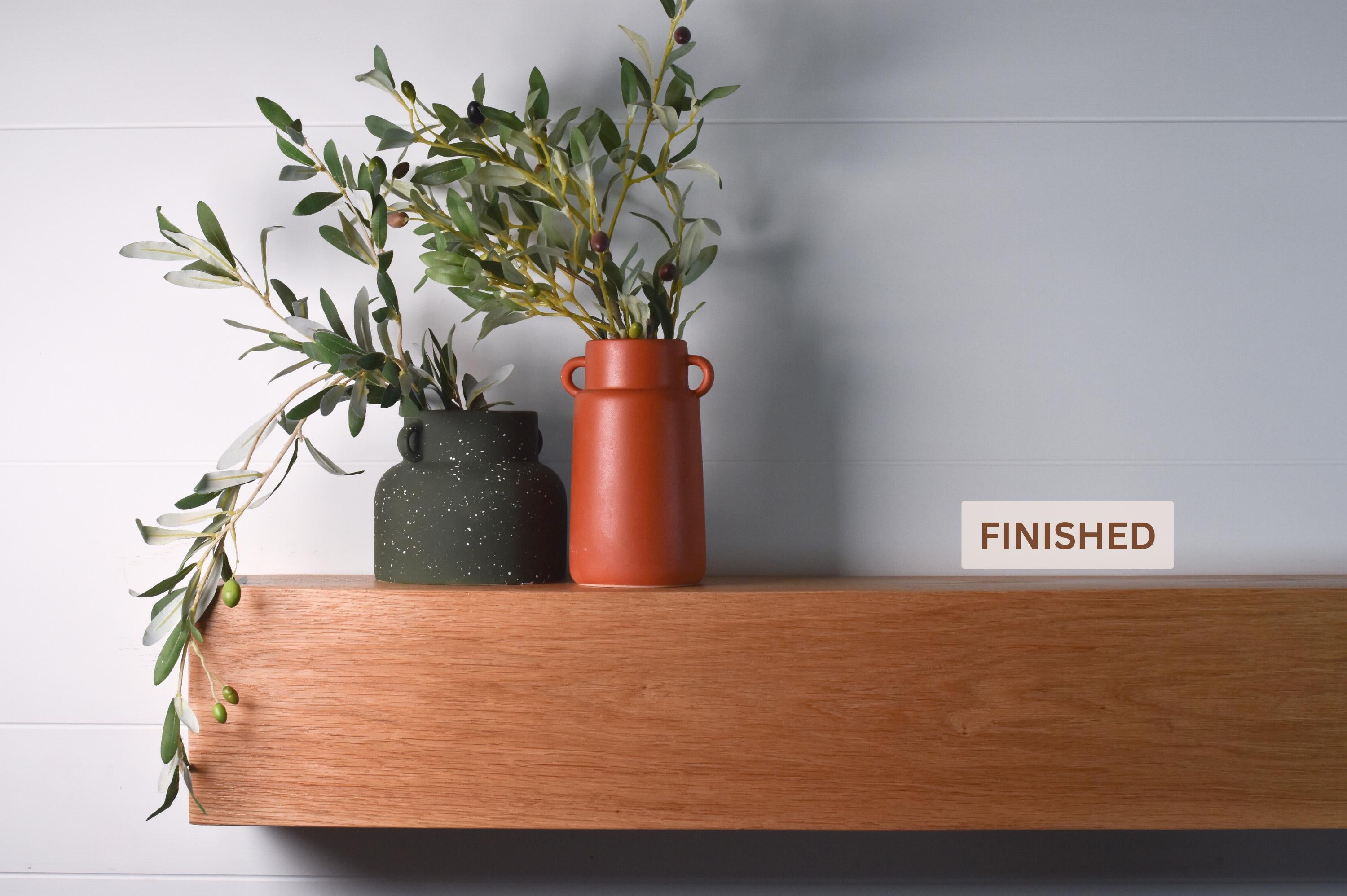 Finished white oak mantle