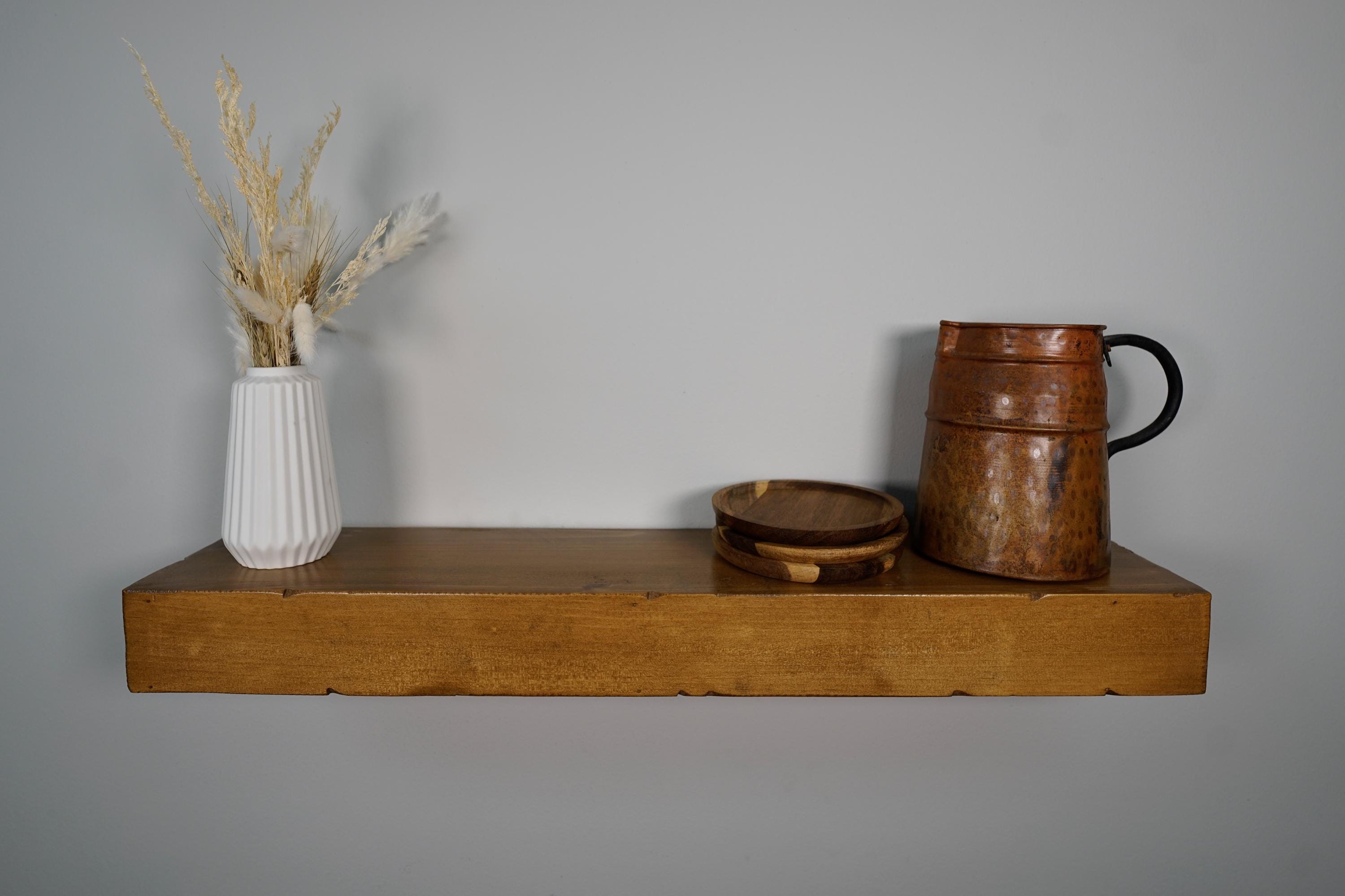 Rustic Floating Shelf, 3 Inches Thick