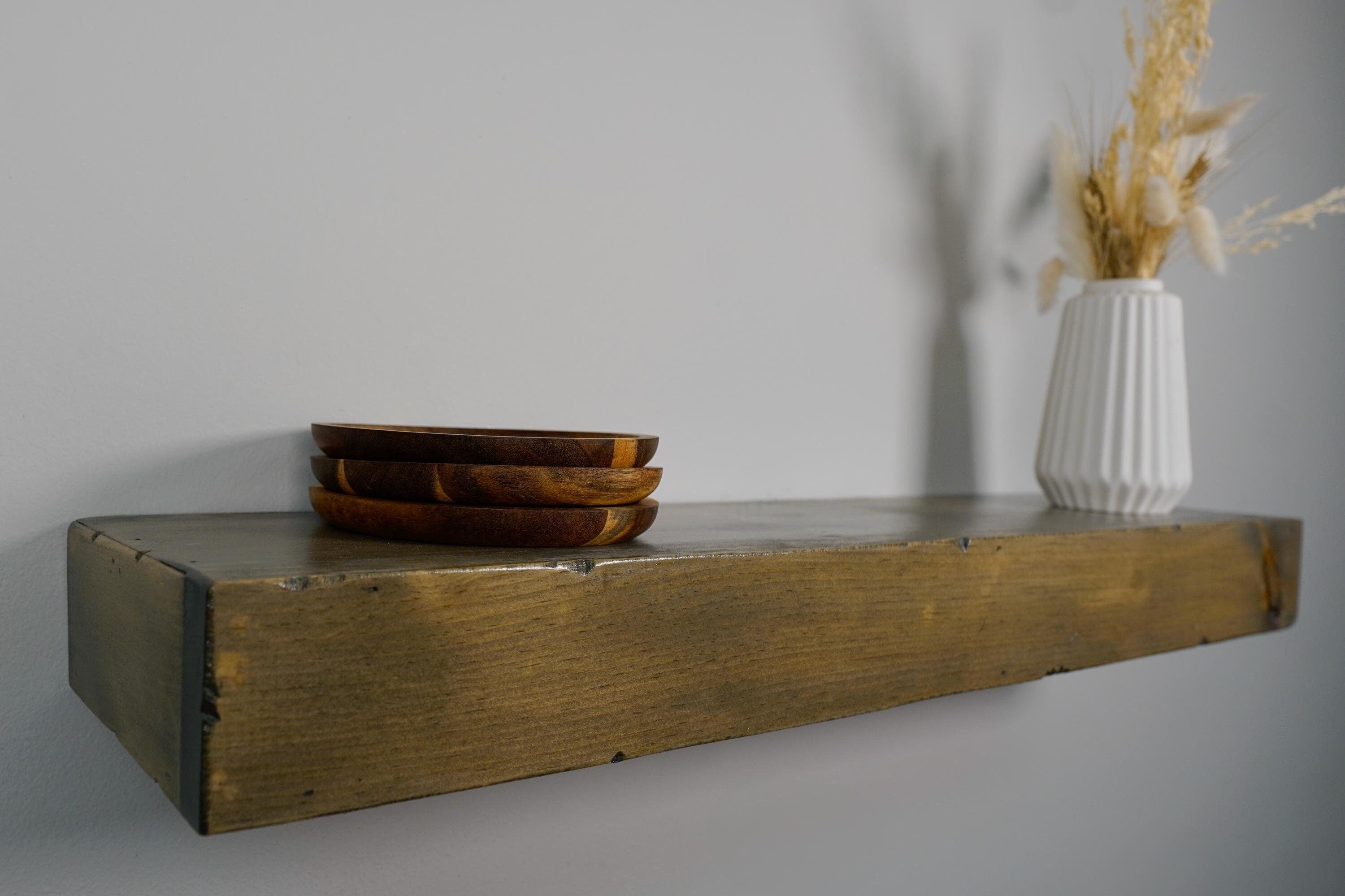 Rustic Floating Shelf, 3 Inches Thick