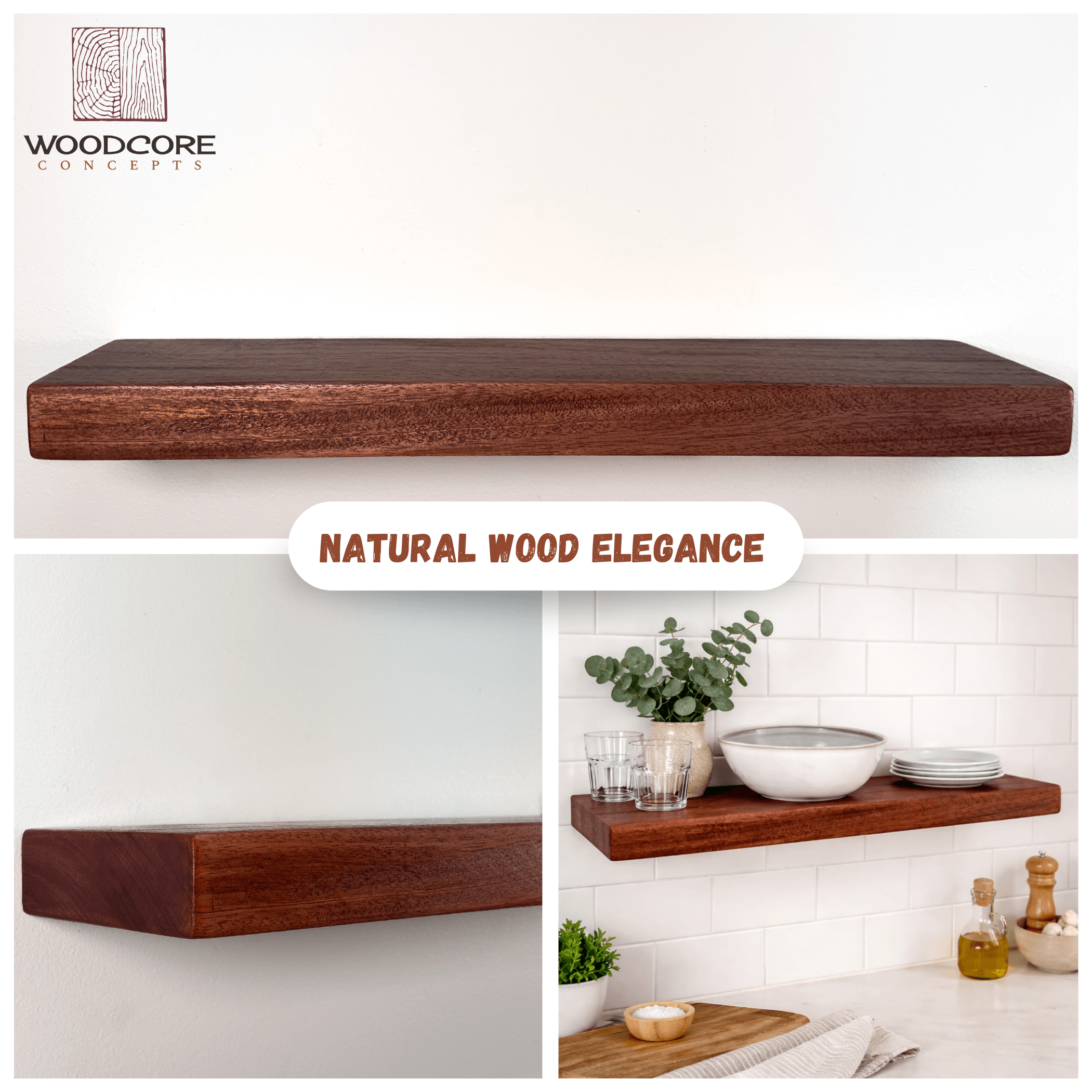 Mahogany Floating Shelves