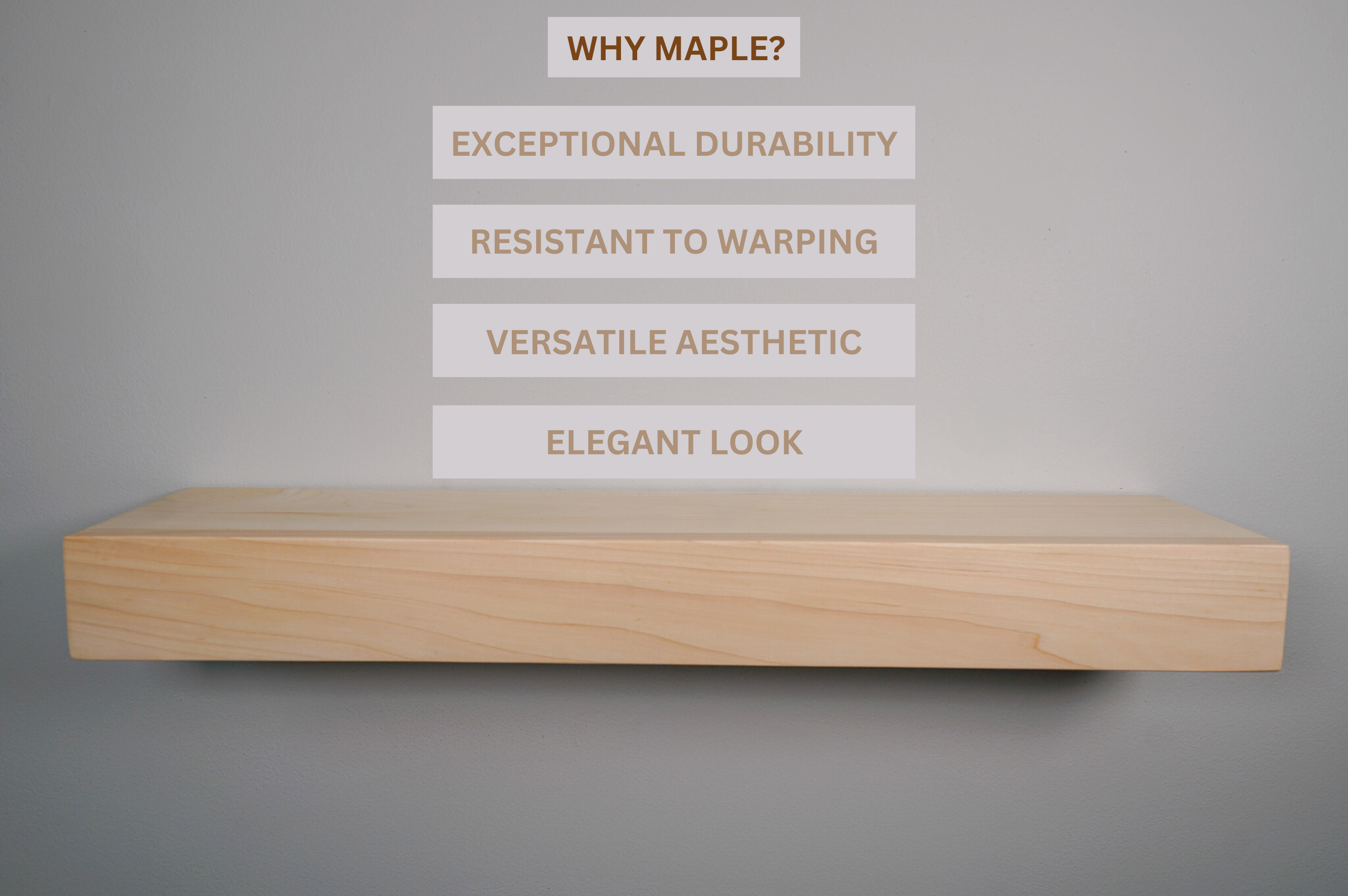 3" Thick Maple Floating Shelf