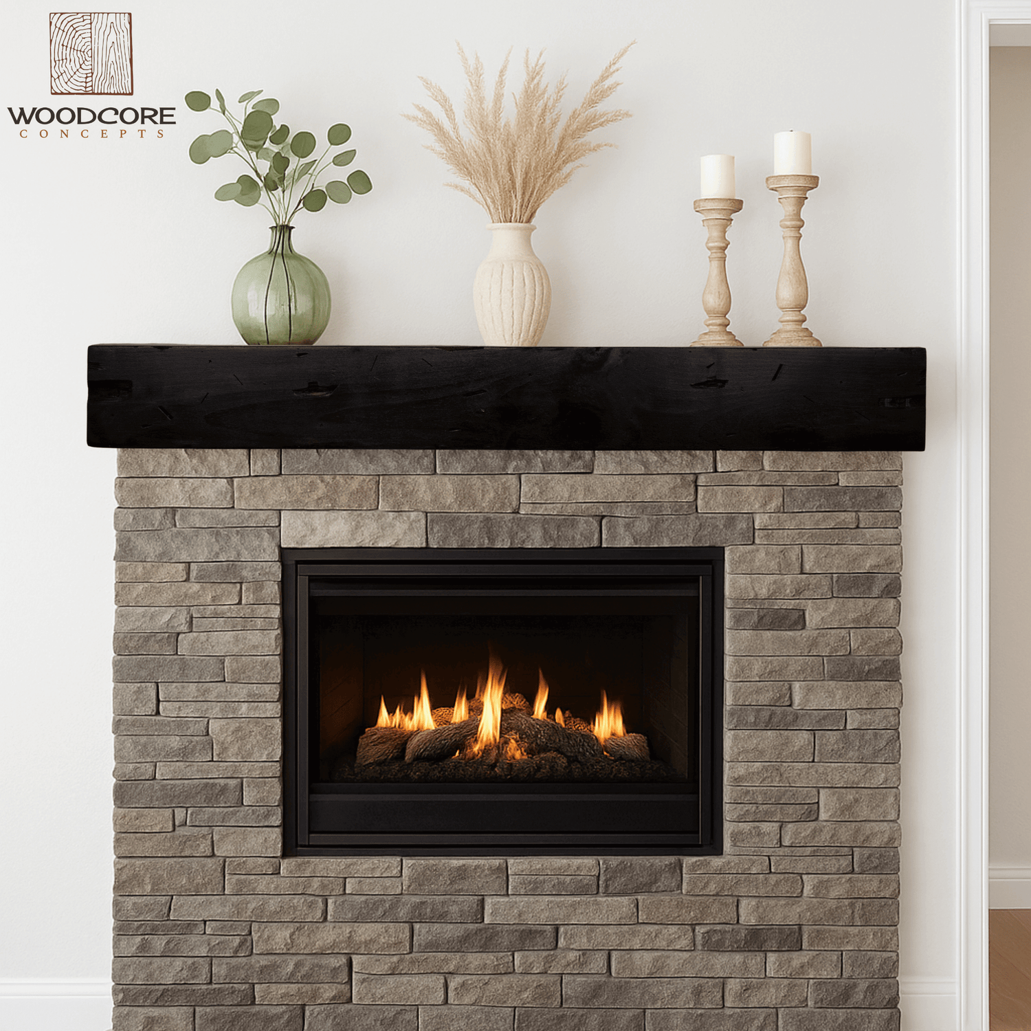 Distressed mantel installed