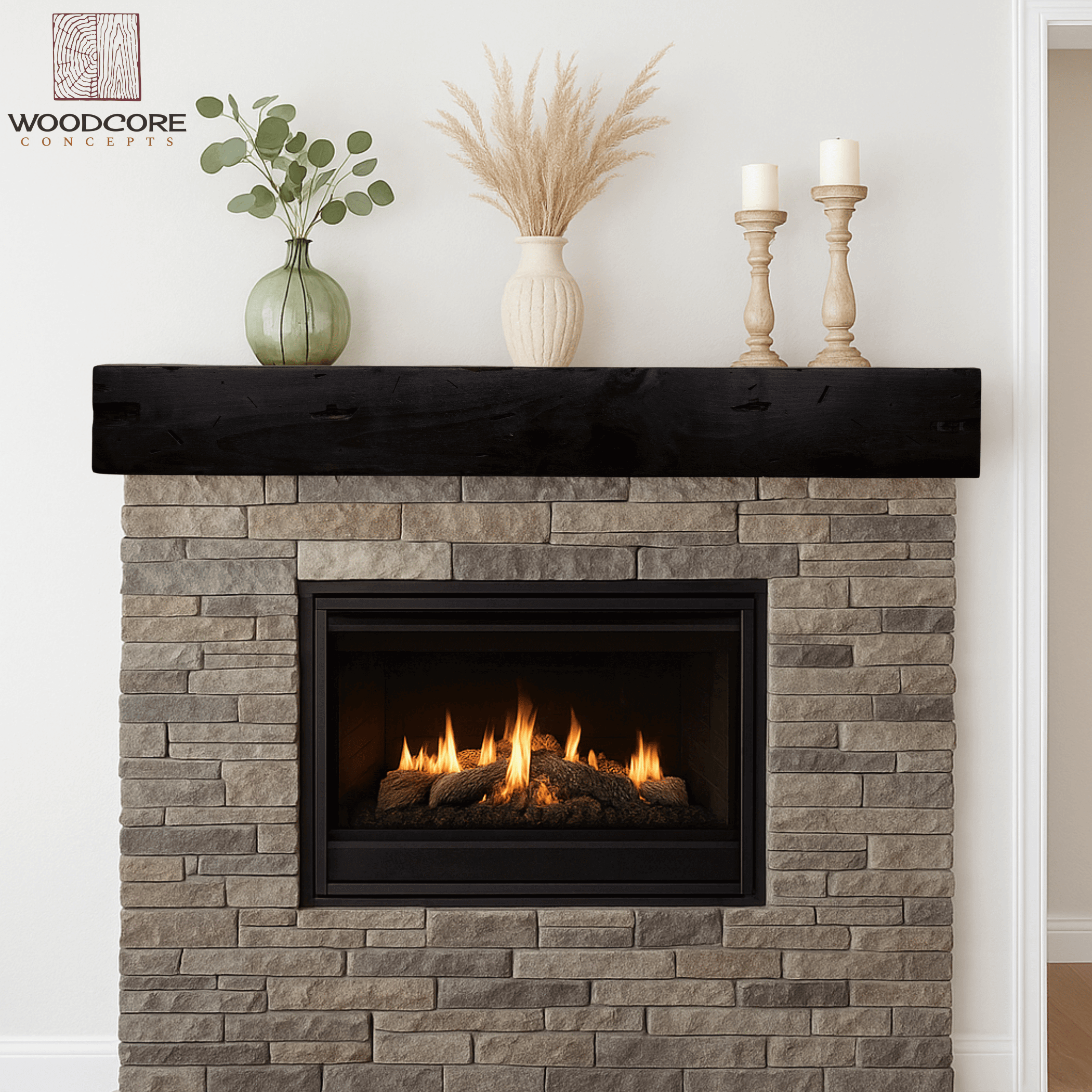 Distressed mantel installed