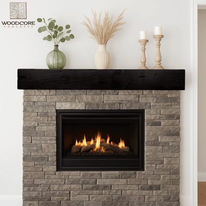 Distressed mantel installed