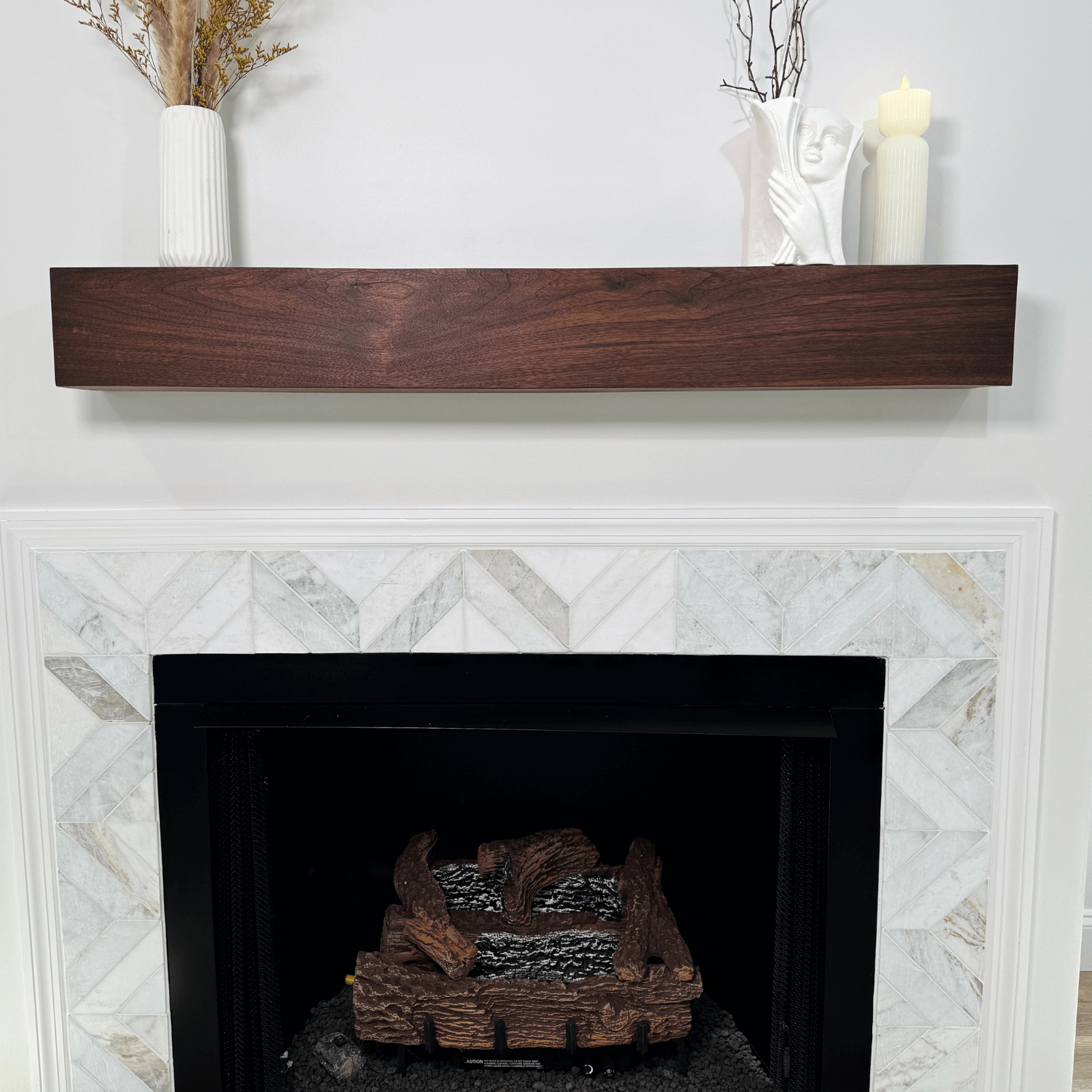 Real walnut wood mantle