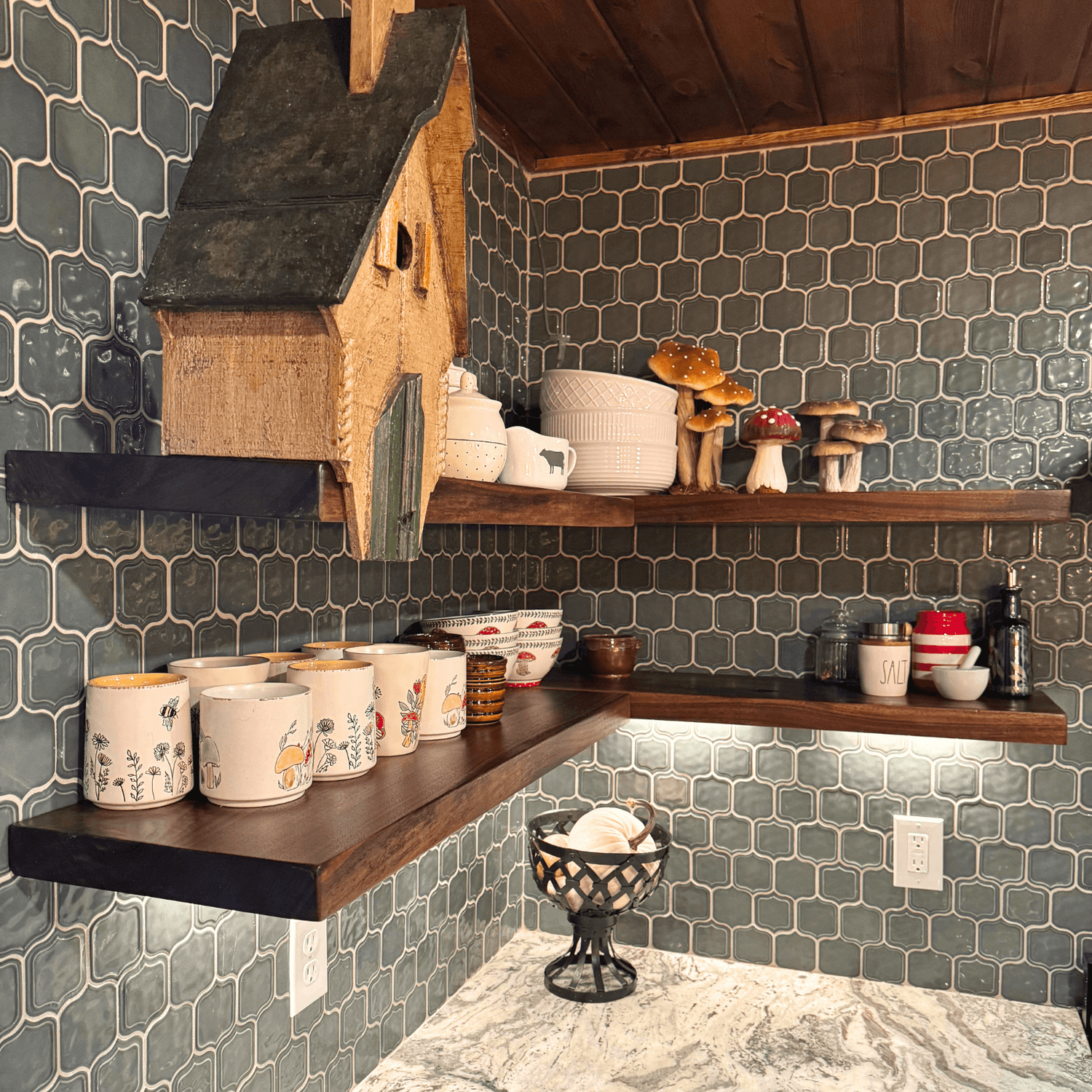 Walnut Floating Shelves