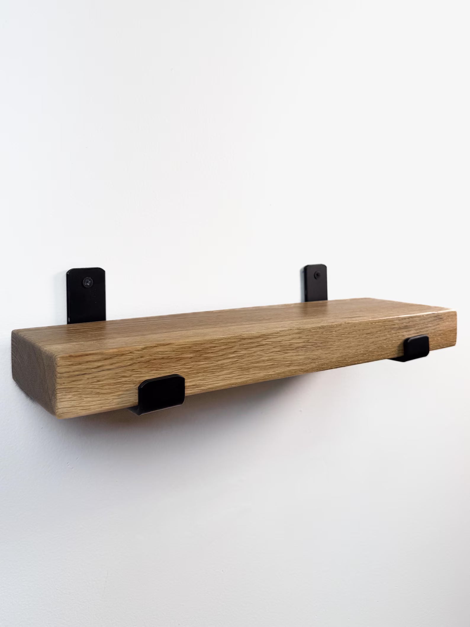 White oak shelves with brackets
