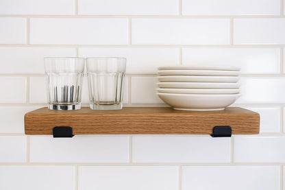 Red oak shelves with brackets