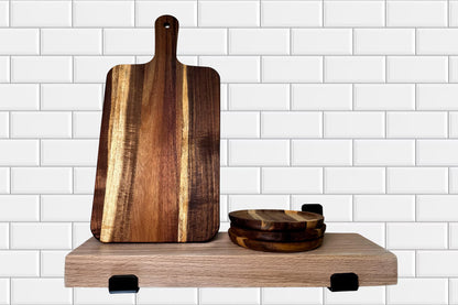Red oak shelves with brackets