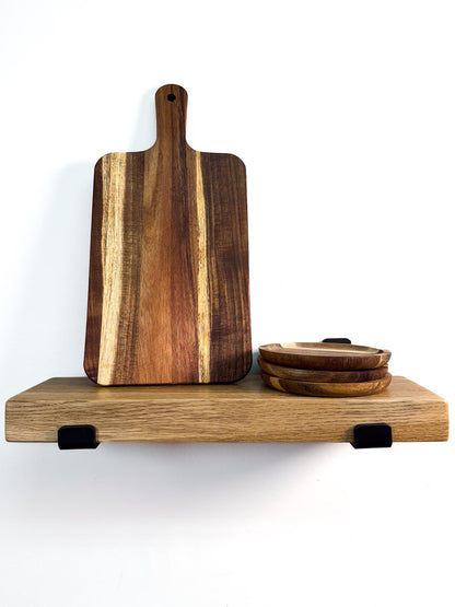 White oak shelves with brackets