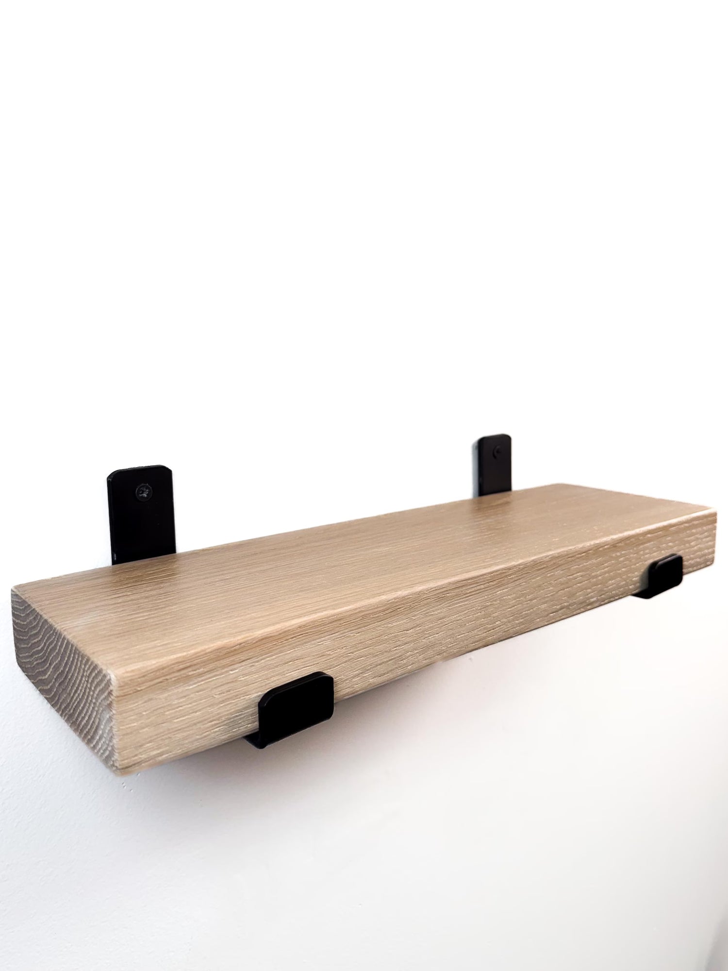 White oak shelves with brackets