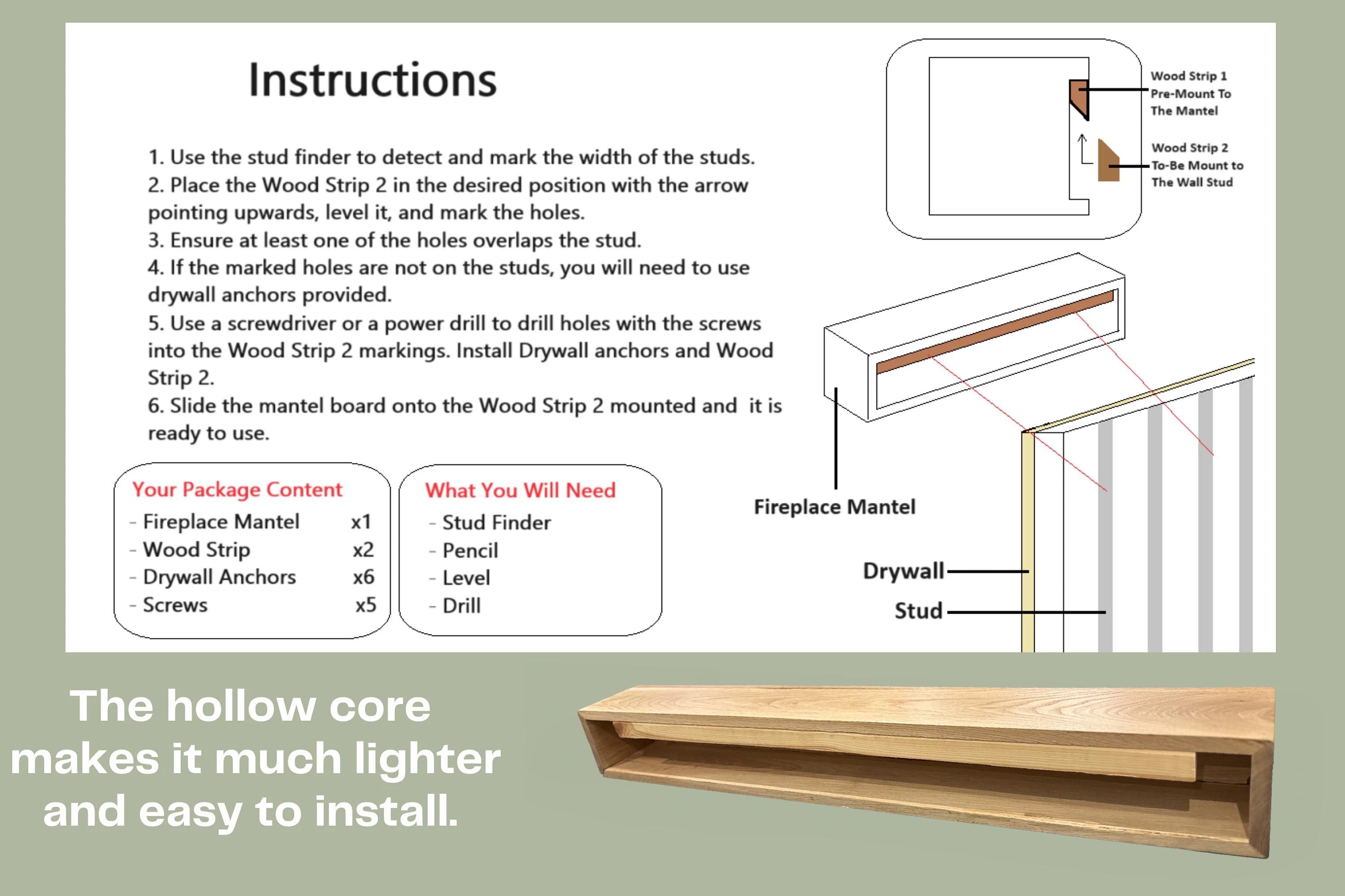 White Oak Fireplace Mantel