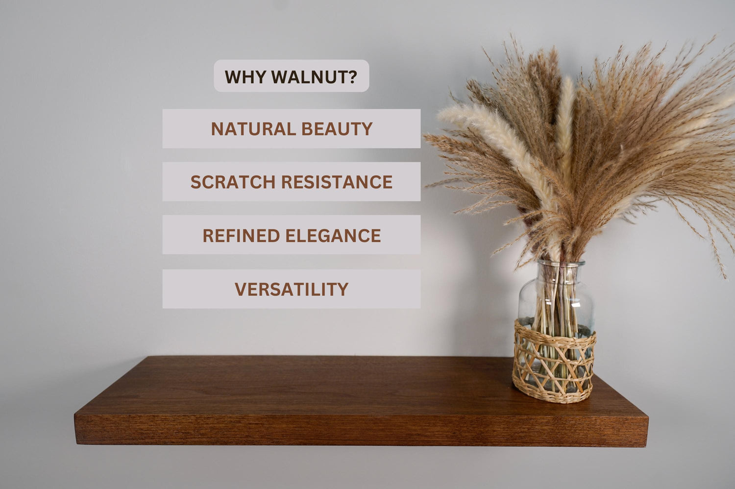 Walnut Floating Shelves