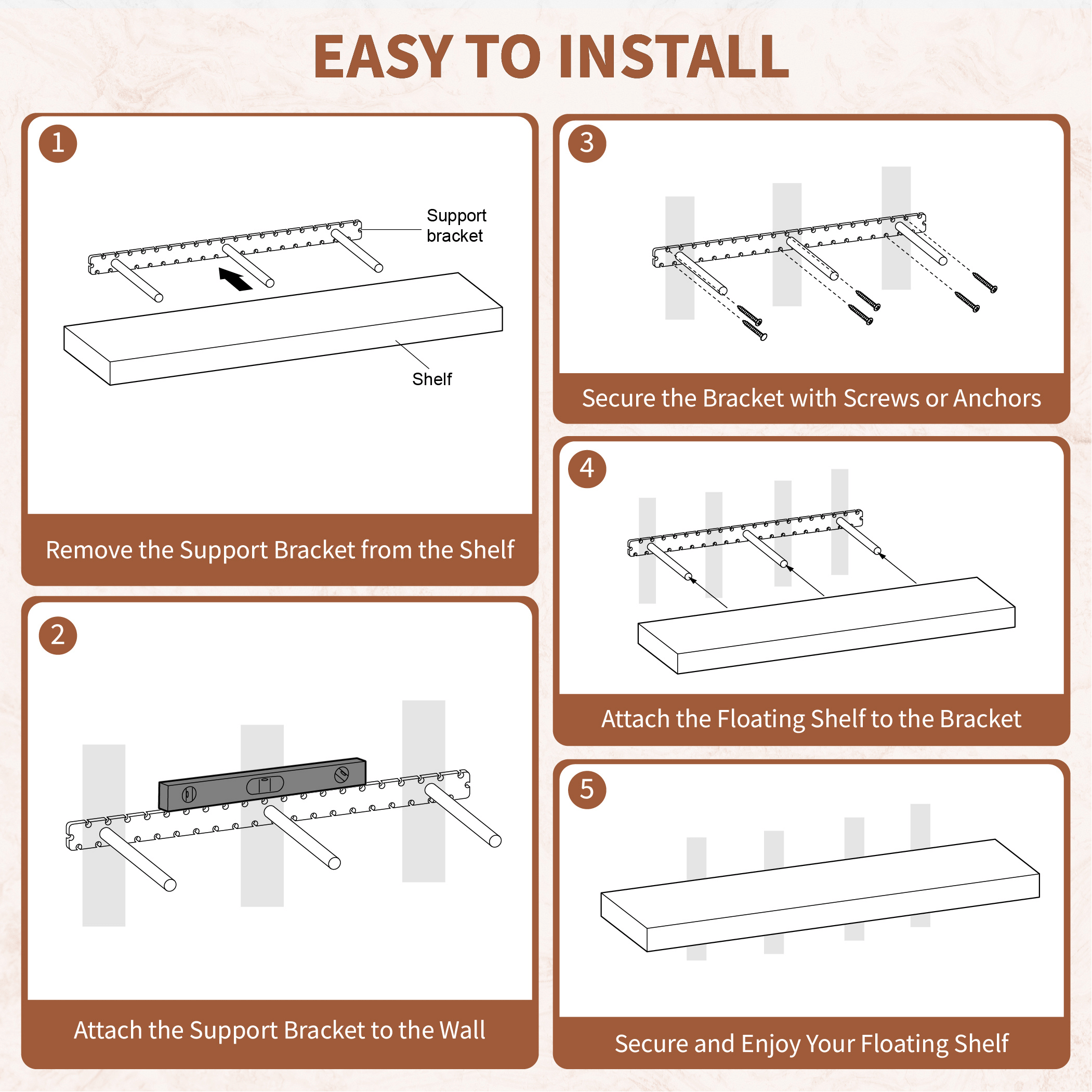 Step-by-step installation guide for a floating shelf