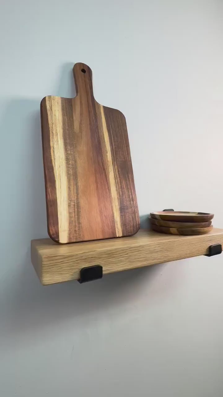 White oak shelves with brackets