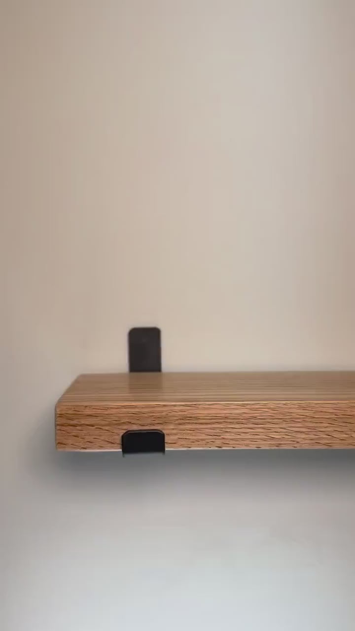 Red oak shelves with brackets