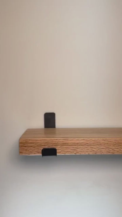 Red oak shelves with brackets