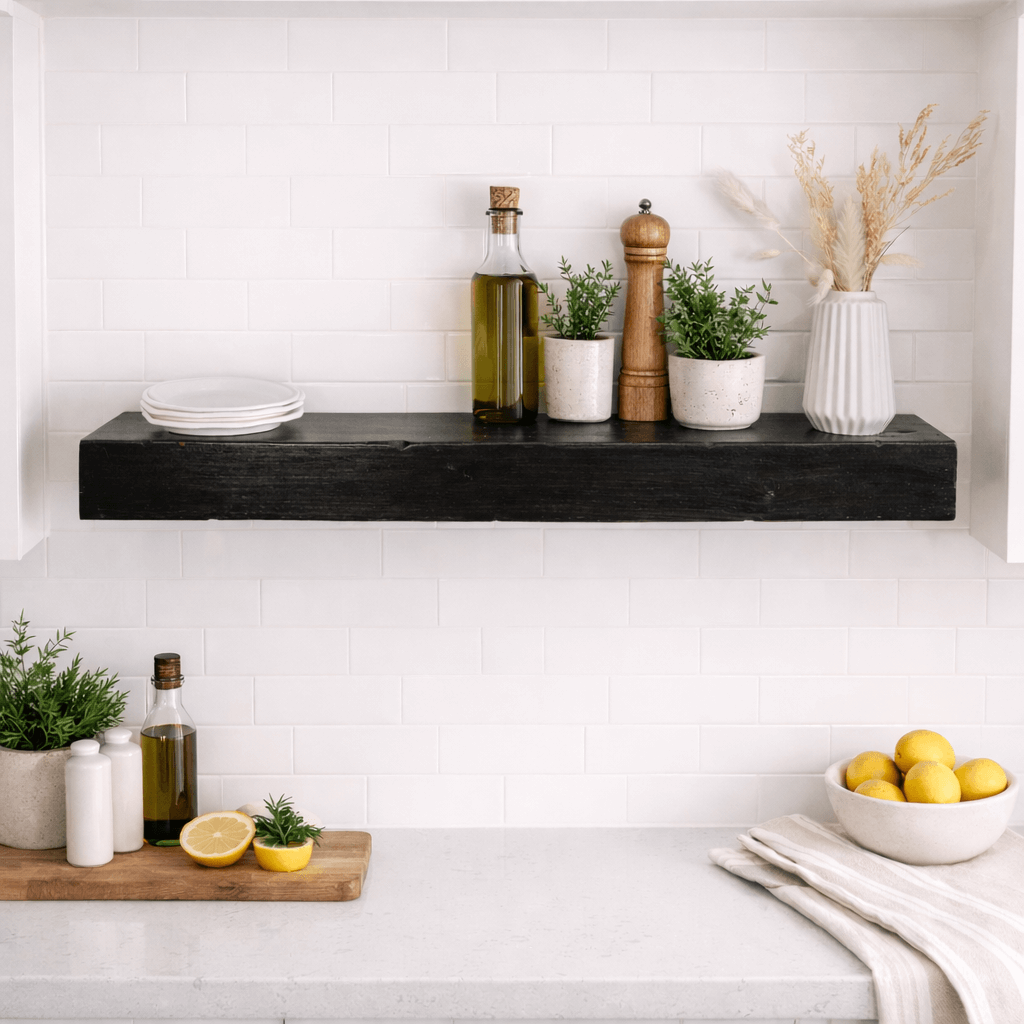 Rustic Floating Shelf, 3 Inches Thick