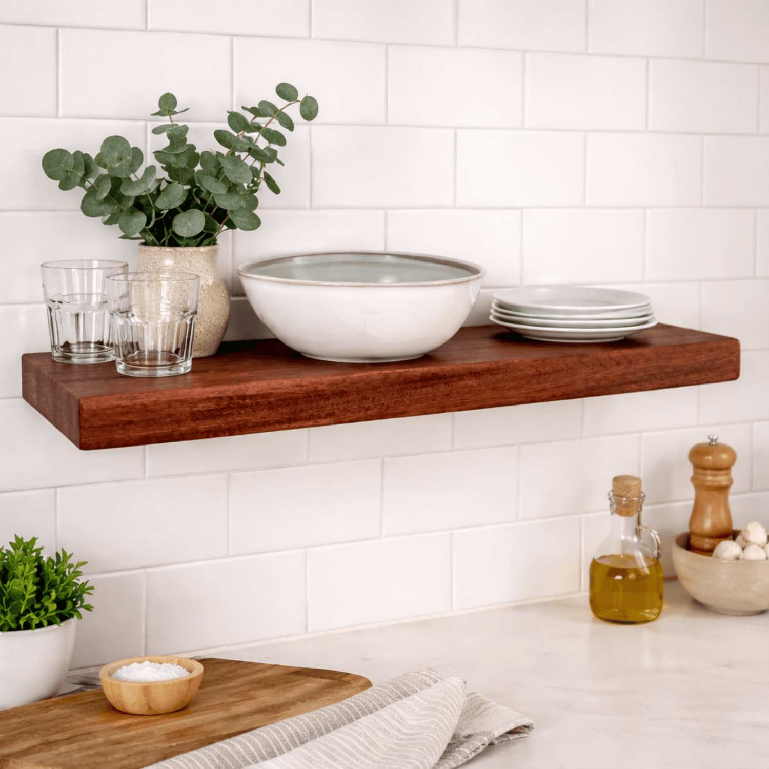 Mahogany Floating Shelves