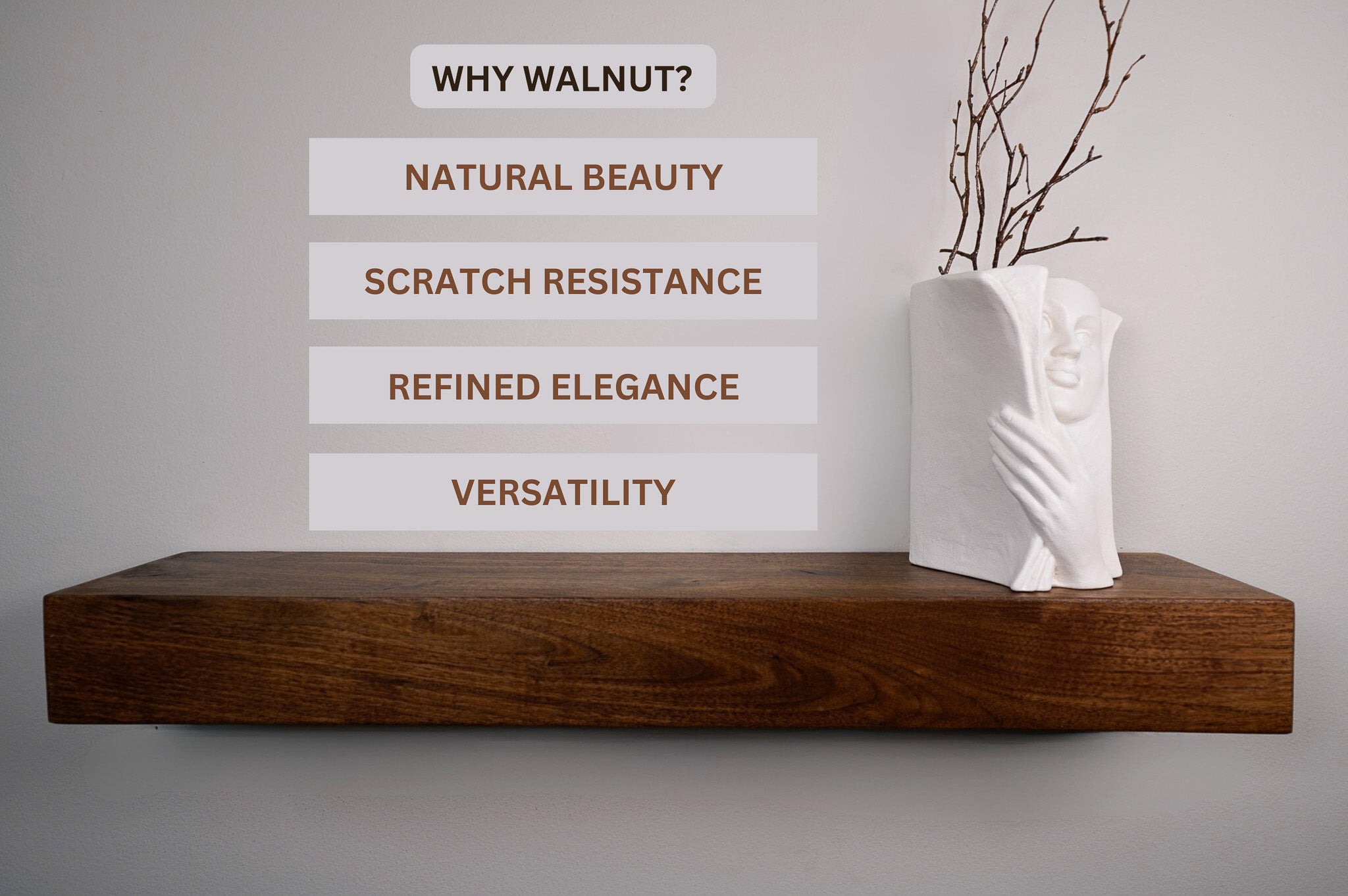 3&quot; Thick Walnut Floating Shelf